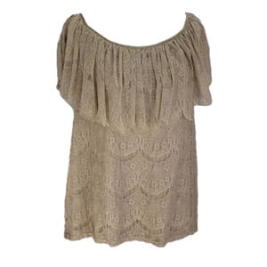 NY Collection Ruffle top layer over Lace